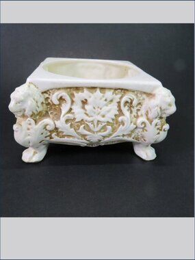 Vintage Inarco Lion footed porcelain pot holder, table Riser, Pedestal Bowl 1963